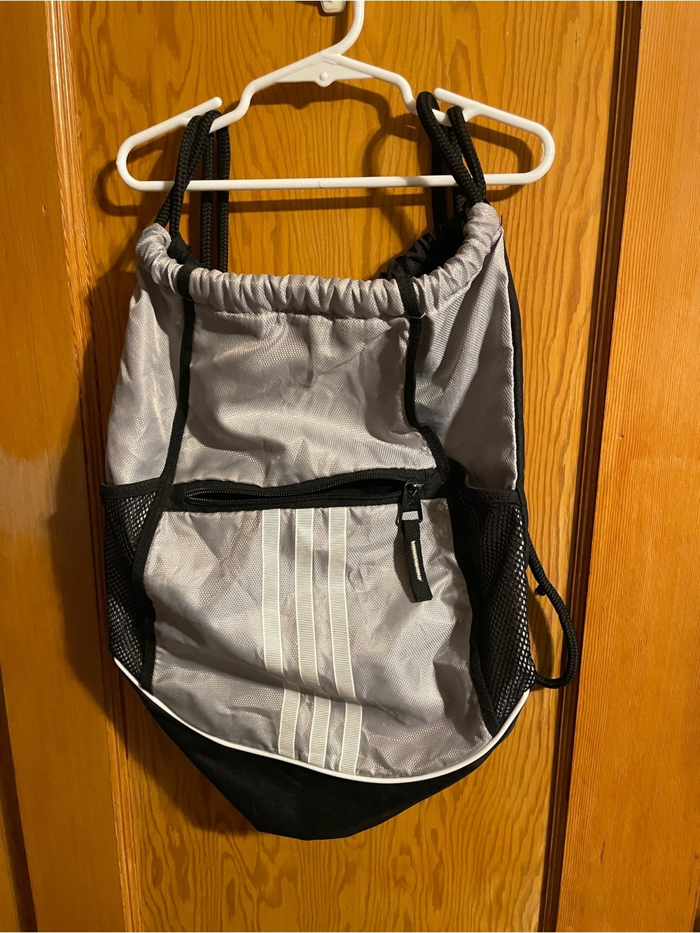 adidas Gray and Black Drawstring Gym Sack Backpack